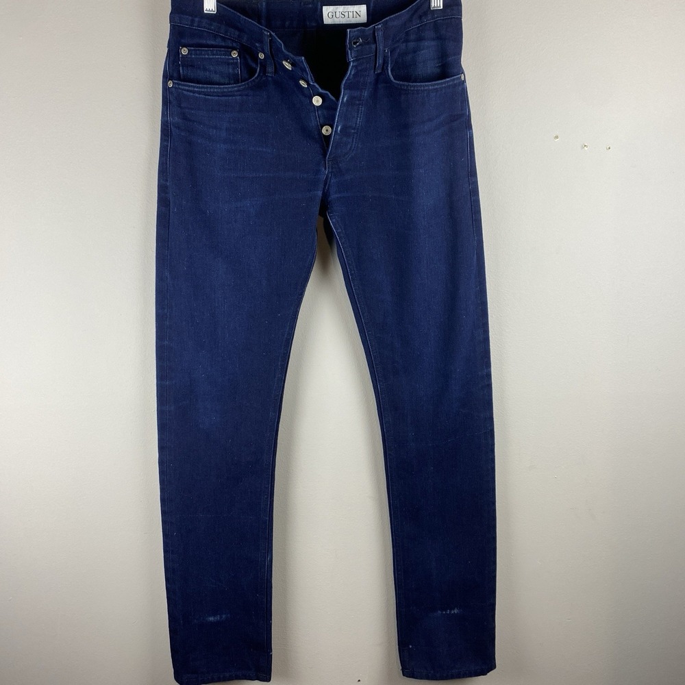Gustin Men's Slim Straight Jeans - Dark Blue